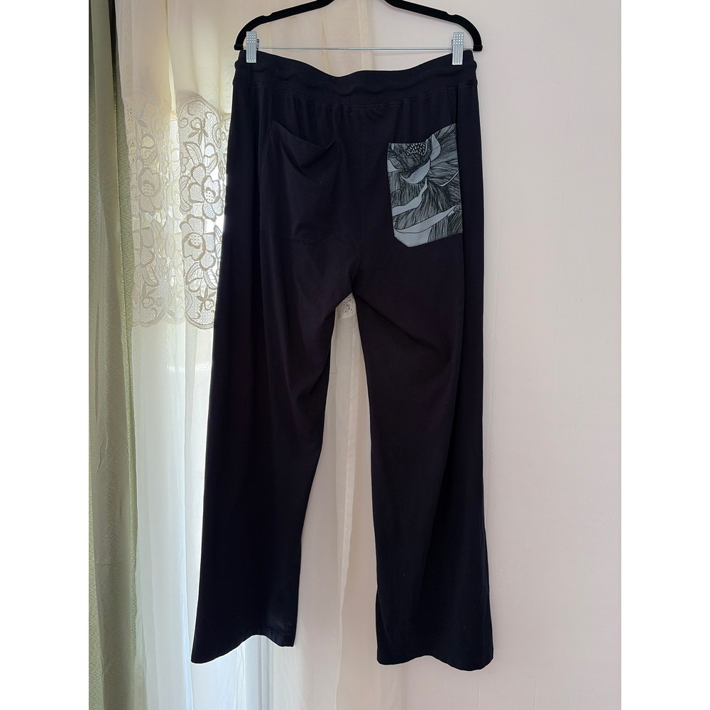 Happy Earth Lounge Pants Womens XL Black Excellent Organic Cotton Wide Leg - Picture 2 of 7